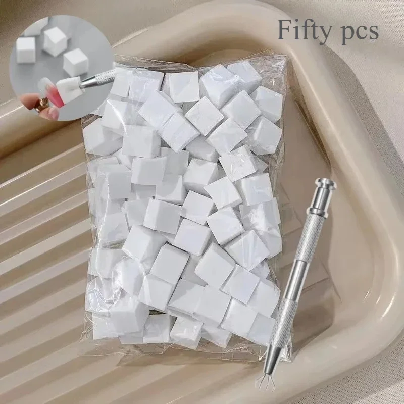 Set de 50/100 Esponjas Cuadradas para Decoración de Uñas, Pinceles para Degradado, Diseño de Esmalte en Gel, Esponja para Uñas con Soporte, Suministros de Manicura