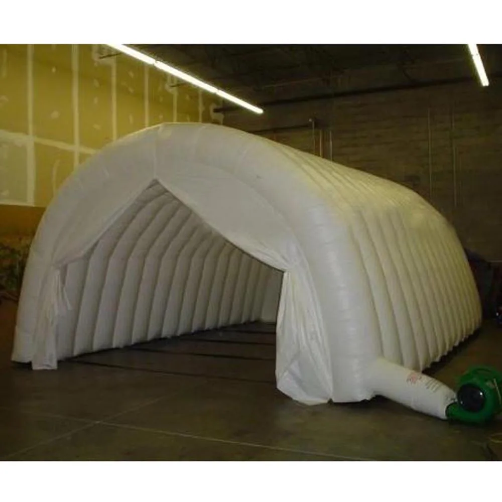 Fantasty 4x4.5x2.7m white inflatable tunnel tent with LED entrance tunnel for party events