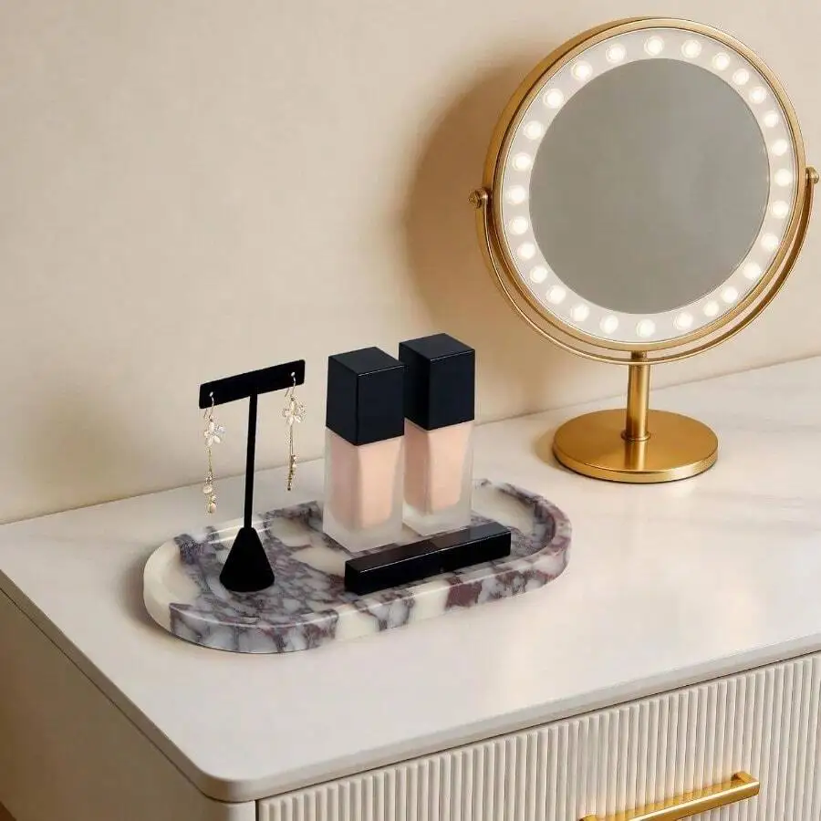 Free-Shipping Luxury Natural Oval Marble Tray, Vanity Catchall Organizer Jewelry Decor
