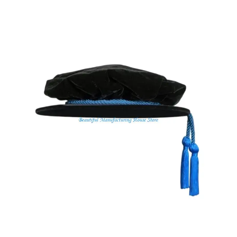 E56A Doctoral Tam Adult Graduation Cap for PhD Graduates Easy to Carry in Formal Ceremonies Parties