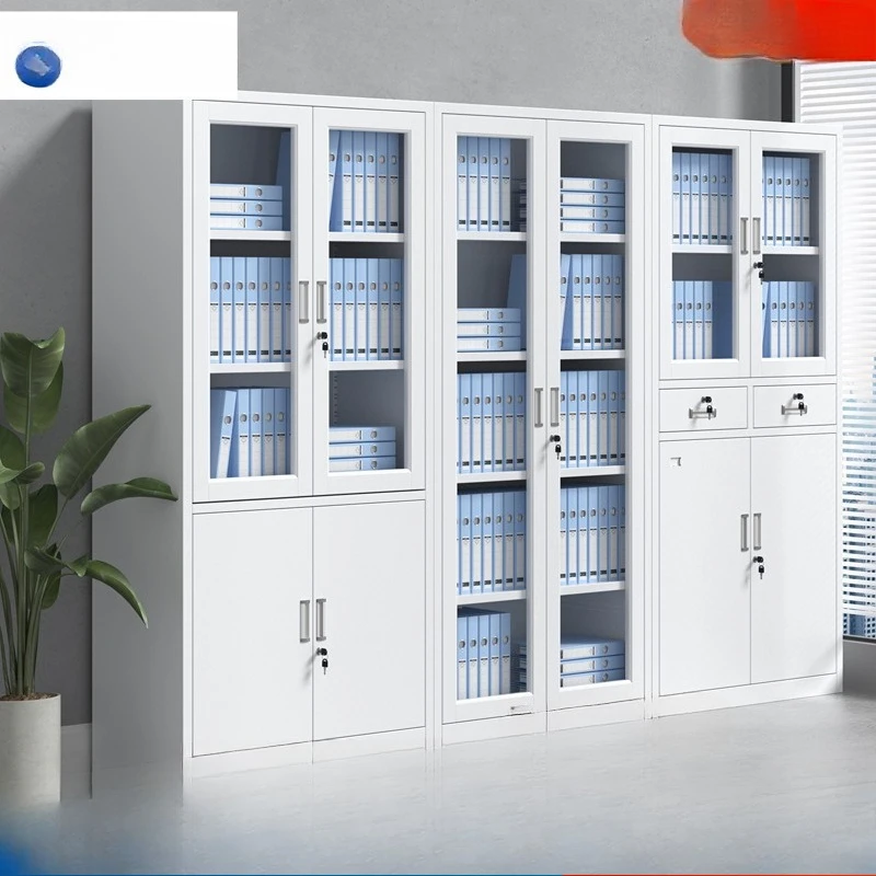 Thickened Steel Office Filing Cabinet, Lockable Storage Bookcase for Financial Vouchers and Documents
