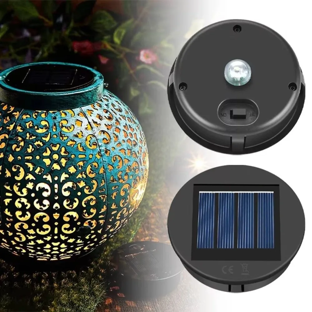 7 Lumens Solar Light Lid Waterproof Hollow Pattern Lantern Top Cover Replaceable LED Panel Solar Lamp Shade