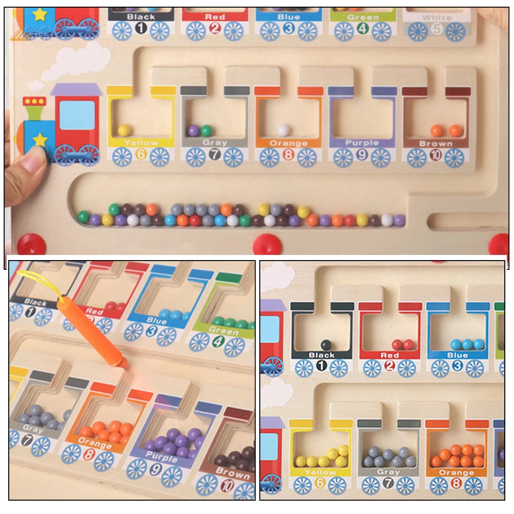 

Toys Wooden Magnetic Train Counting Board Color Sorting Puzzle Shape Number Colour Colorful Montessori Learning Child