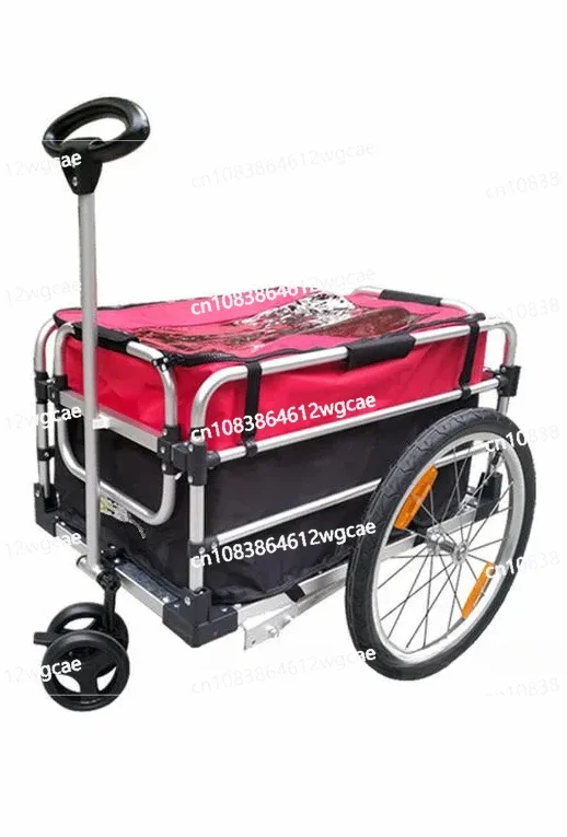 2 in 1 Bicycle Trailer & Hand Cart, Aluminium Alloy Frame Bike Cargo, 20 Inch Big Wheel Luggage Truck