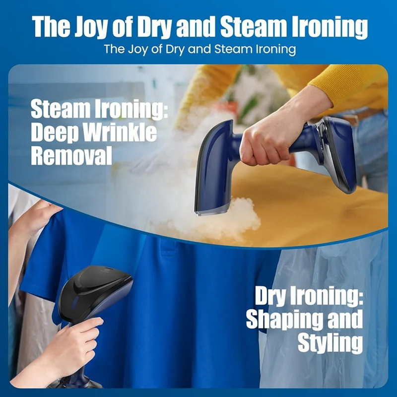 B99A-Powerful Handheld Fabric Steamer - 1800W With Fast  Heat-Up Plate, 2-In-1 Ironing & Wrinkle Remover,US Plug