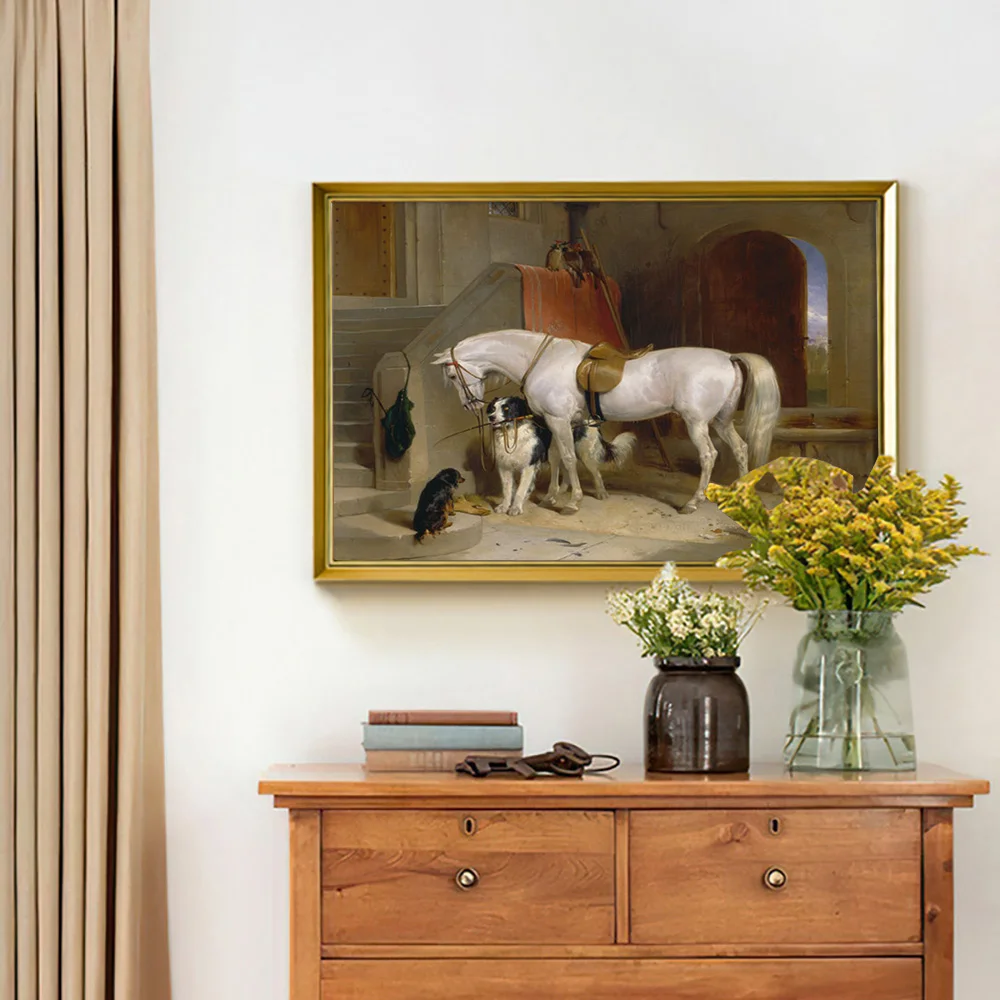 Edwin Landseer Vintage Print Art Poster Favourites Canvas Painting Horse Dog Animal Wall Picture Decor
