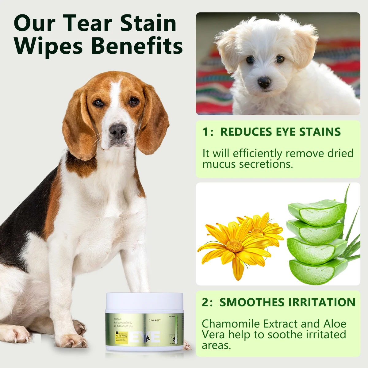Pet Eye Wipes Gentle Tear Stain Remover Plant Extract No Irritation For Dogs Cats Soft Daily Eye Cleaning Wipes Portable Eye Car