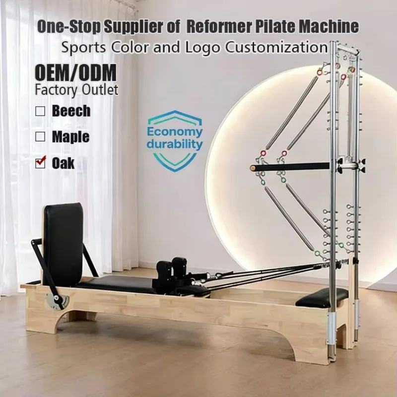 Durable and Portable Oak Reformer Half Tower Pilates Bed Home Studio and Commercial Use Adjustable for Optimal Body Health