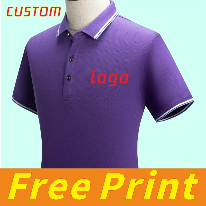 

Customized breathable and comfortable T-shirt with high-end silk and cotton POLO shirt, printed with logo and logo, summer lapel