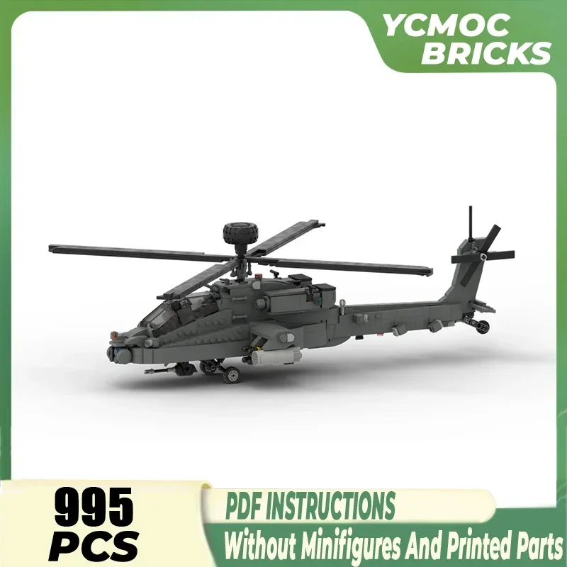 Military Series Moc Building Blocks Boeing AH-64 APACHE Helicopter Model Technology Bricks DIY Airplane Toys For Kids Children