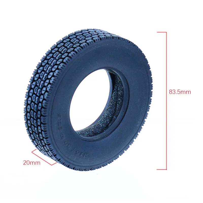 2pcs Rubber Tire 20mm/25mm Tyre for 1/14 Tamiya RC Truck Tipper SCANIA 770S VOLVO BENZ MAN TGX Car Wheel Hub Accessories