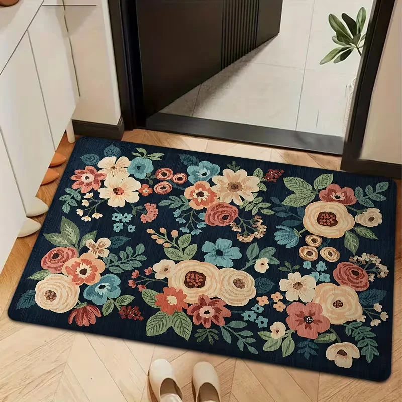 Vibrant Purple Lavender Flower Field Door Mat Soft Non Slip Floor Rug Rural Floral Garden Print Entrance Carpet For Bedroom