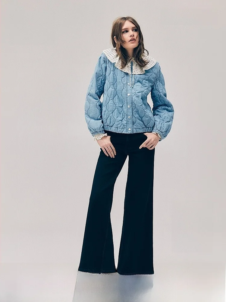 

Новая женская стеганая джинсовая куртка H&M из хлопка с лайкрой, коллекция Весна 2026, модная женская одежда премиум-класса, хлопковая куртка