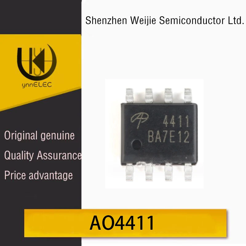 Brand New Original AO4411 Chip in SOP-8 Package P-Channel -30V - 8A Surface Mount MOSFET Field Effect Transistor Chip
