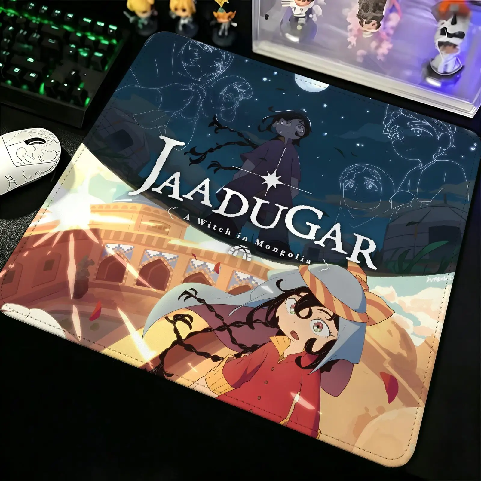 Compact Gaming Mat Reinforced Stitched Border, S/M Sizes Portable Laptop Desk Pad for Office & E-sports A Witch's Life in Mongol