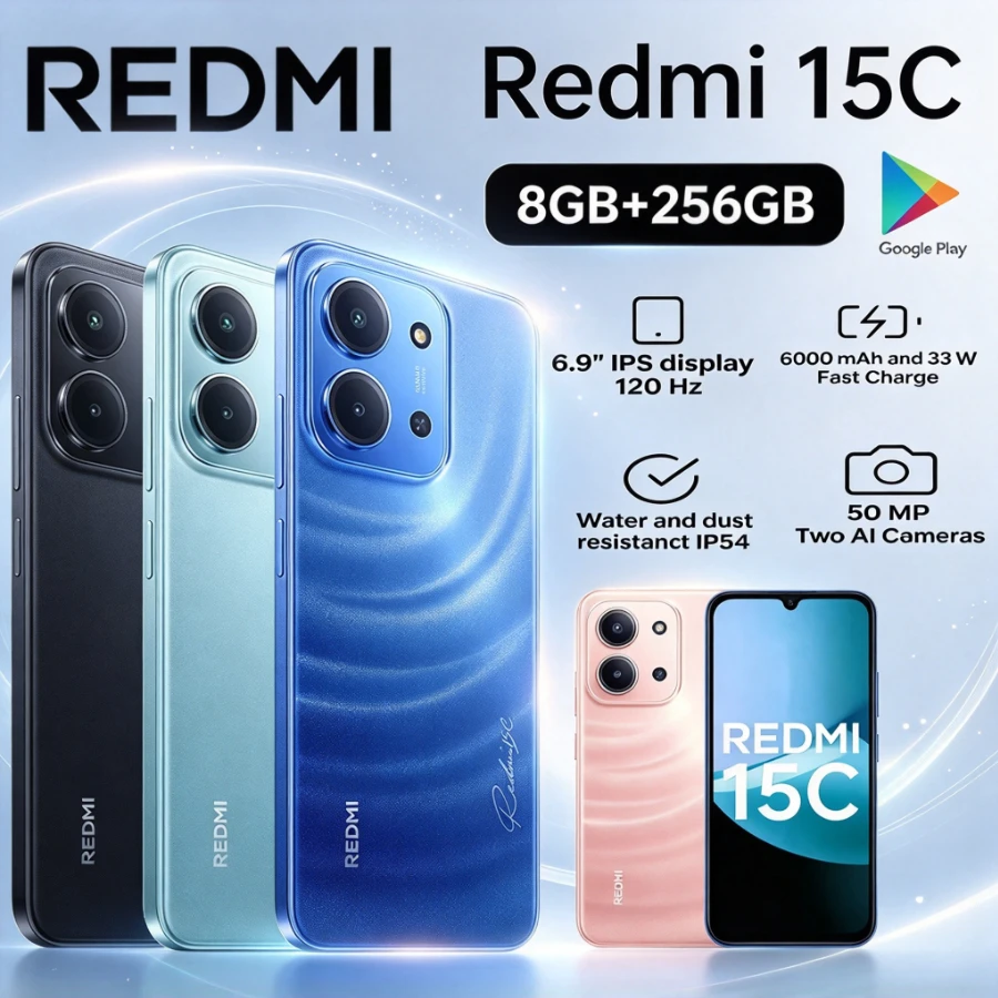 2026 new Redmi 15C Global Version Smartphone, 8GB+256GB High Memory Storage, Powerful Performance, 6.88 Inch 120Hz Display