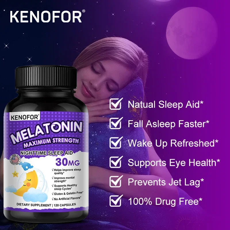 Melatonin 30mg 120 Capsules, Healthy Sleep Cycle, Adult Specific Sleep Supplement, Vegetarian, Non-GMO, Gluten-Free Supplement