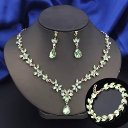 Exquisite 3 Pcs Fashion Jewelry Set for Women Bridal Wedding Bracelets Earrings and Necklace Sets Bride Costume Accessories