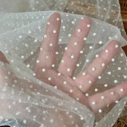 2 Yard Flocked Polka Dot Mesh Tulle Fabric High-quality Wedding Dress Fabric Wedding Decoration Material Gauze Skirt Fabric DIY