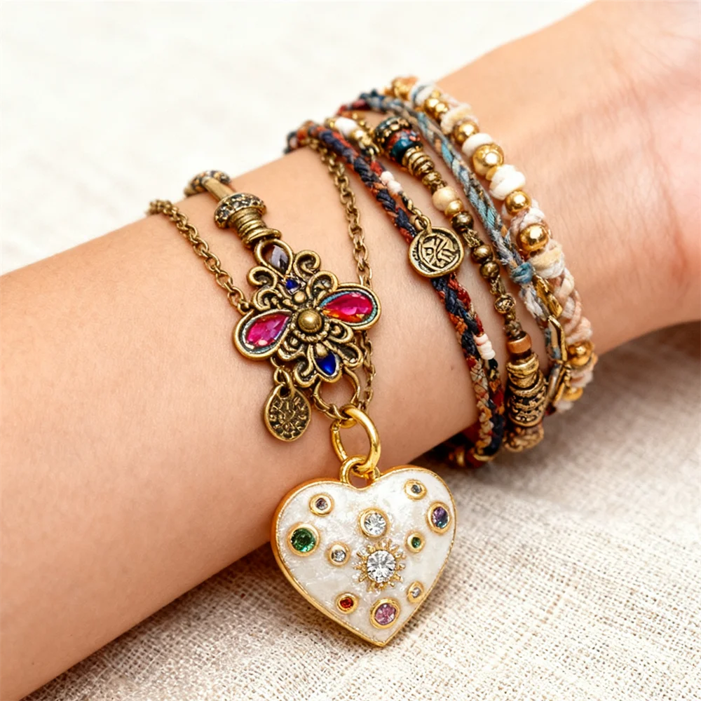 2Pcs Pendants Brass Cubic Zirconia Enamel Heart Crown Charms DIY Jewelry for Necklace Bracelet Making  Accessories for Men Women
