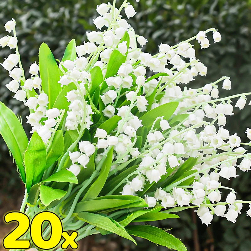 Artificial Flowers Lily Of The Valley Branches Plastic Fake Bellflowers Bridal Bouquet Valentine's Day Wedding Party Decoration