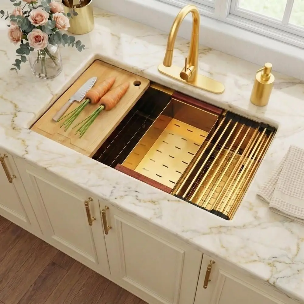 

32 x 19 Undermount Stainless Steel Kitchen Sink with Accessories and Dual Drain