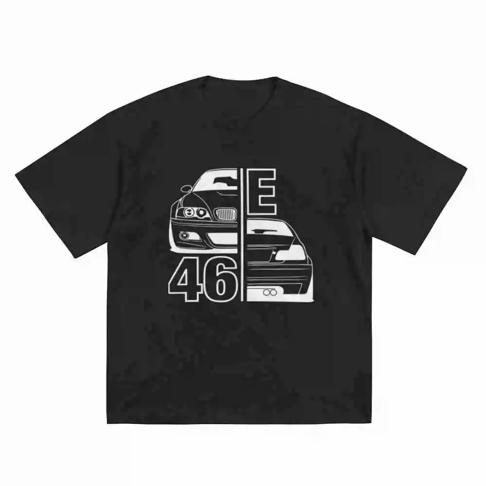 E46 Split Design Back Print Short Sleeve Tee 100% Cotton T-Shirt