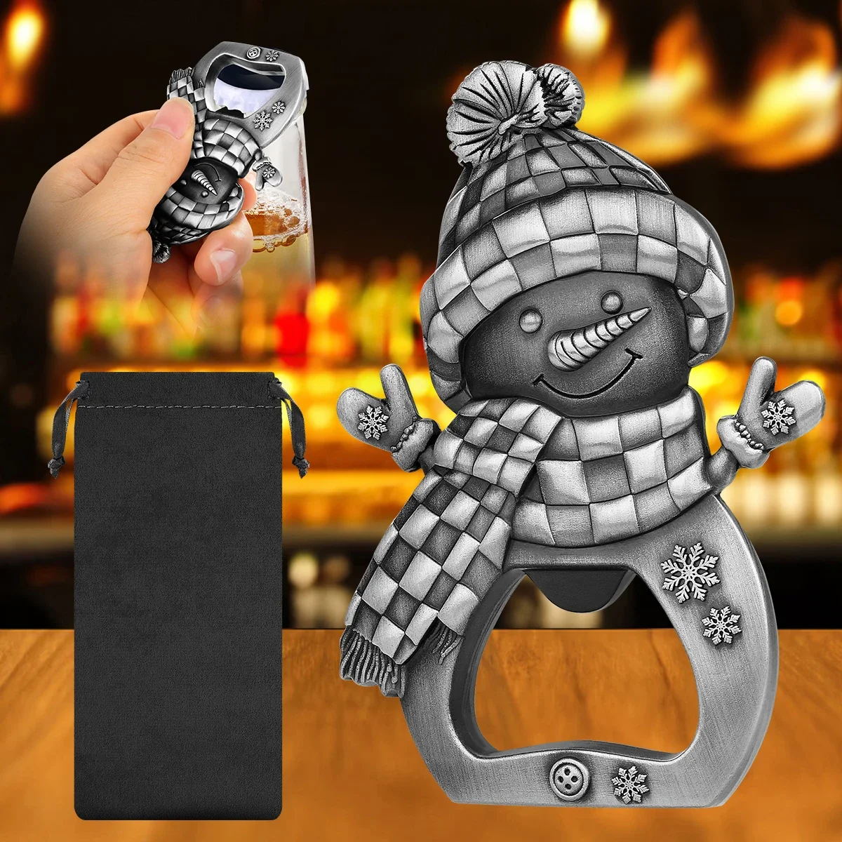 Wholesale 5pcs Retro Metal Snowman Shaped Handle Beer Bottle Openers Unique Christmas Beer Gift Portable Bar Party Opener