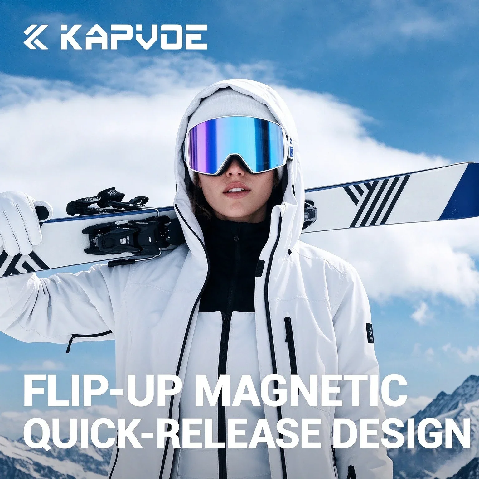 KAPVOE Magnetic Attraction Winter Ski Adult Snowboard Mask Goggle UV400 Protection Snow Women Glasses Anti-Fog Skiing Goggles
