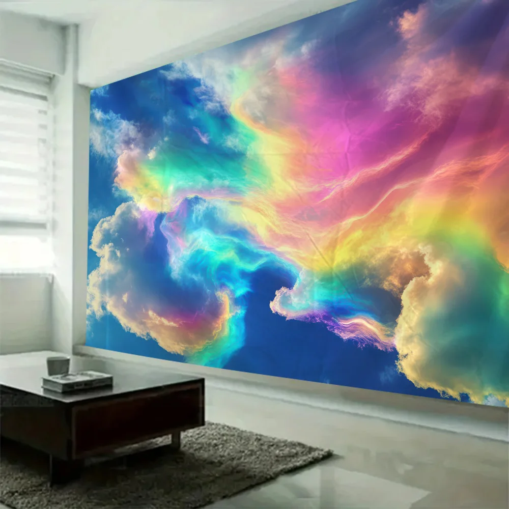

Blue Sky White Cloud Tapestry Wall Hanging Cloth Home Living Room Dormitory Decoration Ceiling Landscape Background Poster