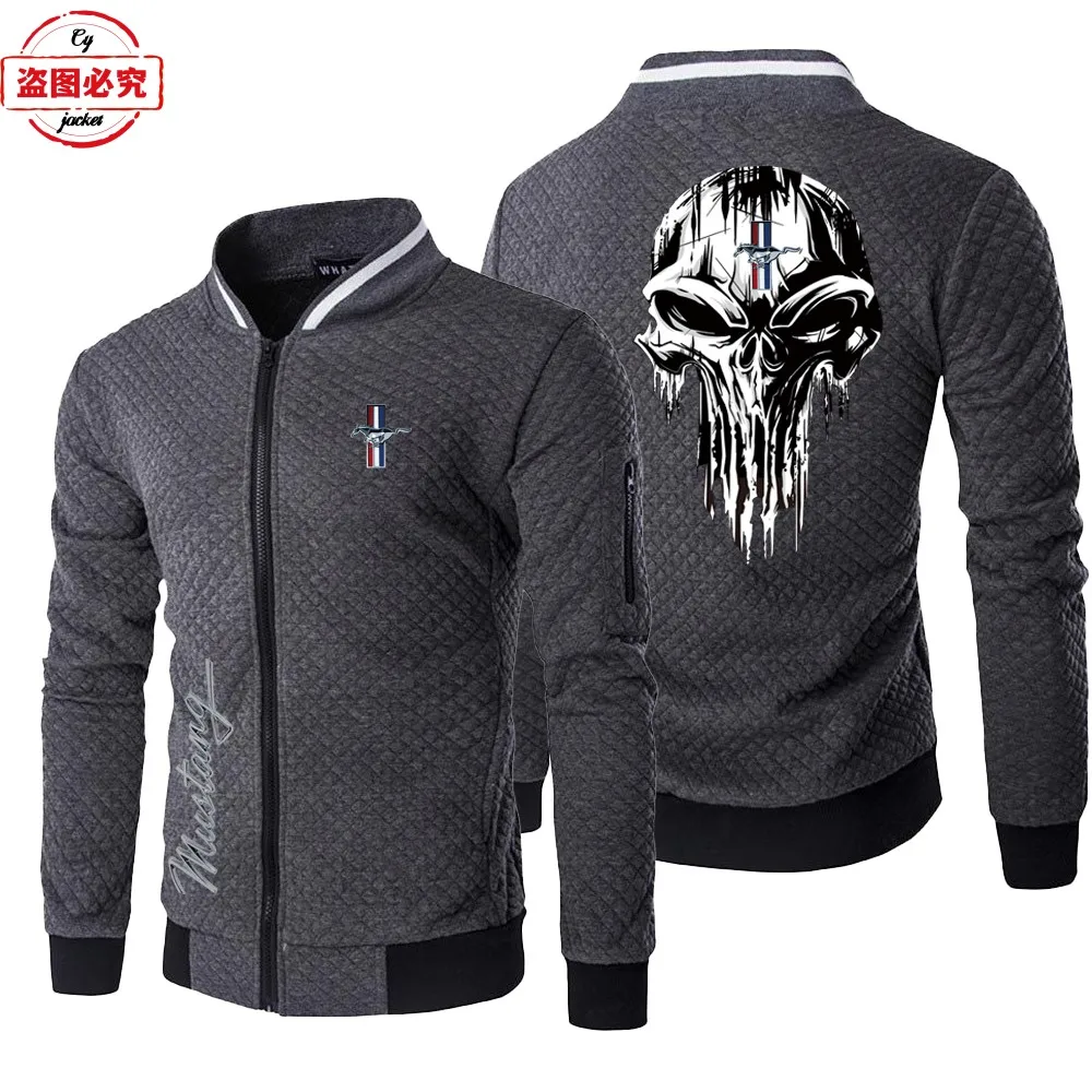 Ford Mustang logo printed jacket loose long-sleeved men's spring and autumn top stand-up collar racing suit group uniform