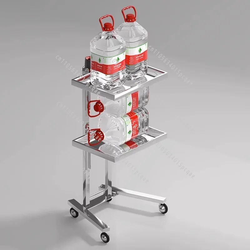 Trolley Storage workbench supermarket 2-tier tool cart Stainless Steel Foldable Tool Cart Beauty Salon/Barber Shop