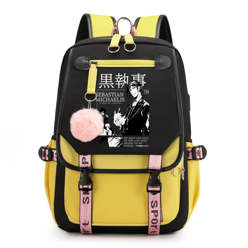 Kawaii Backpack Mochila Black Butler Anime School Bag for Women Teenager Laptop Travel Japanese Anime Black Butler Bagpack Bag