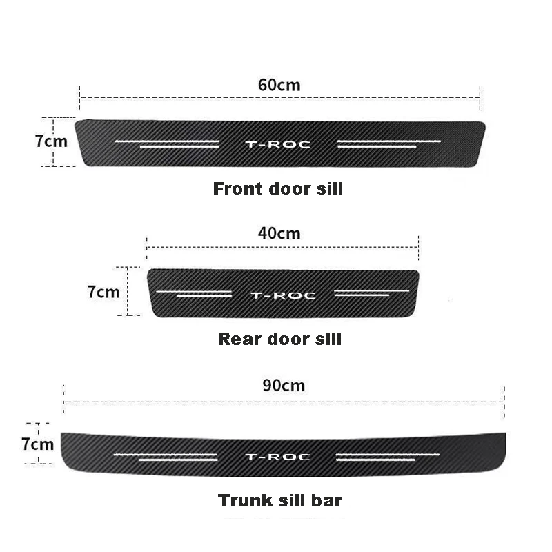 Carbon Fiber Car Door Sill Stickers For VW T-ROC r TROC R 2017 2018 2019 2020 2016 Rear Trunk Bumper Guards Anti-Scratch Decals