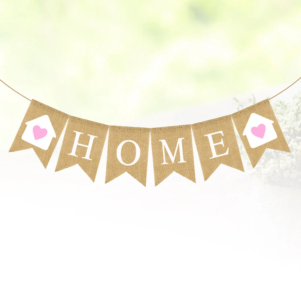 

Retro Home Party Burlap Banner Linen Decorative Garland Swallowtail Dovetail Shape Printed Flag Creative Decoration Supplies For