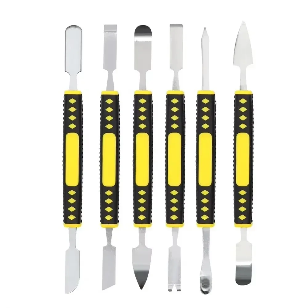 Electronic Repair Double Head Spudger Scraper Set 6Pcs Multi Tip Metal Pry Tools For Mainboard Screen Glue Removal Disassembly