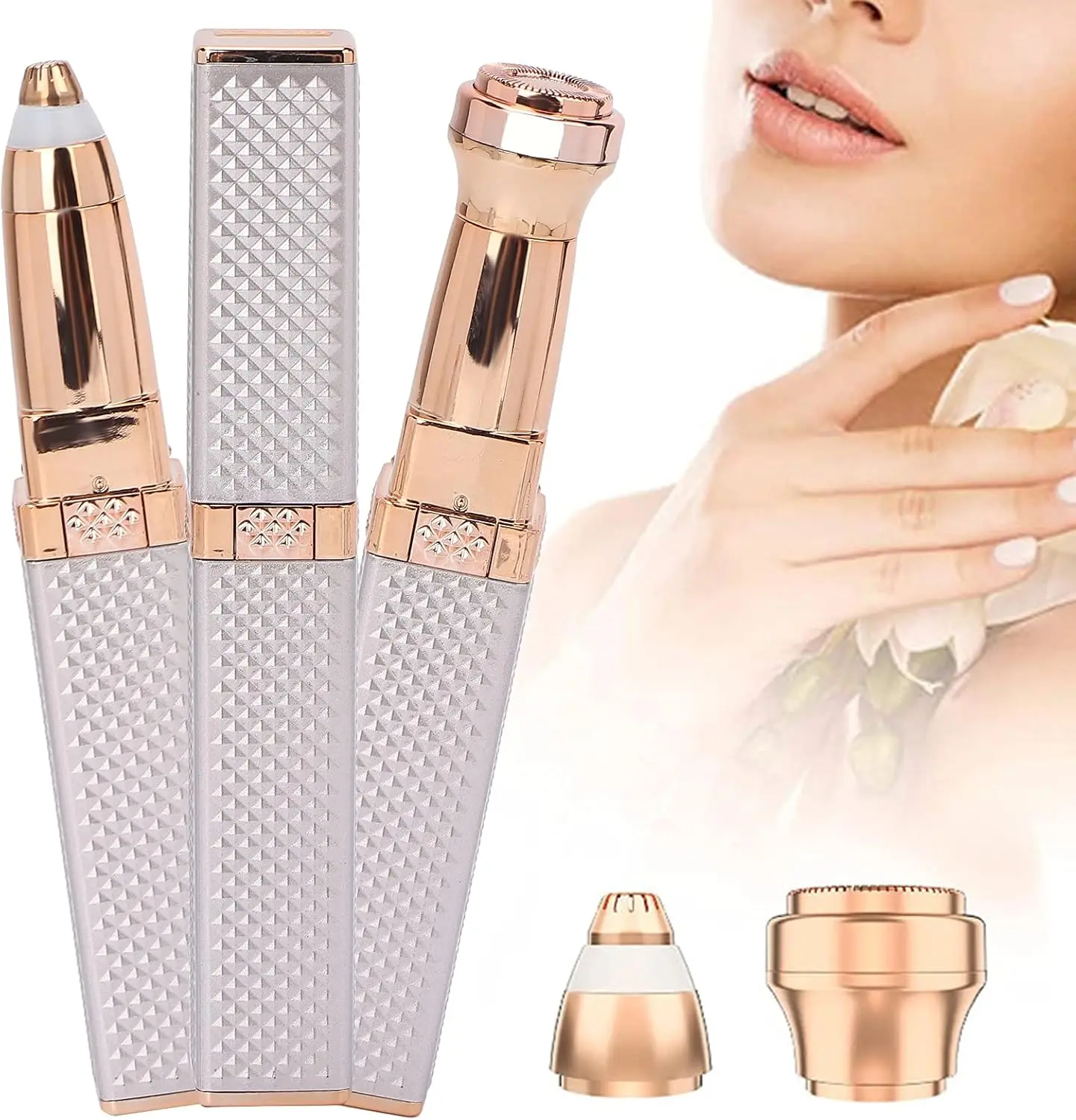 

2-in-1 Multifunctional Lipstick Shaver with LED Light Armpit Hair Leg Hair Shaver Electric Eyebrow Shaver Facial Hair Remover