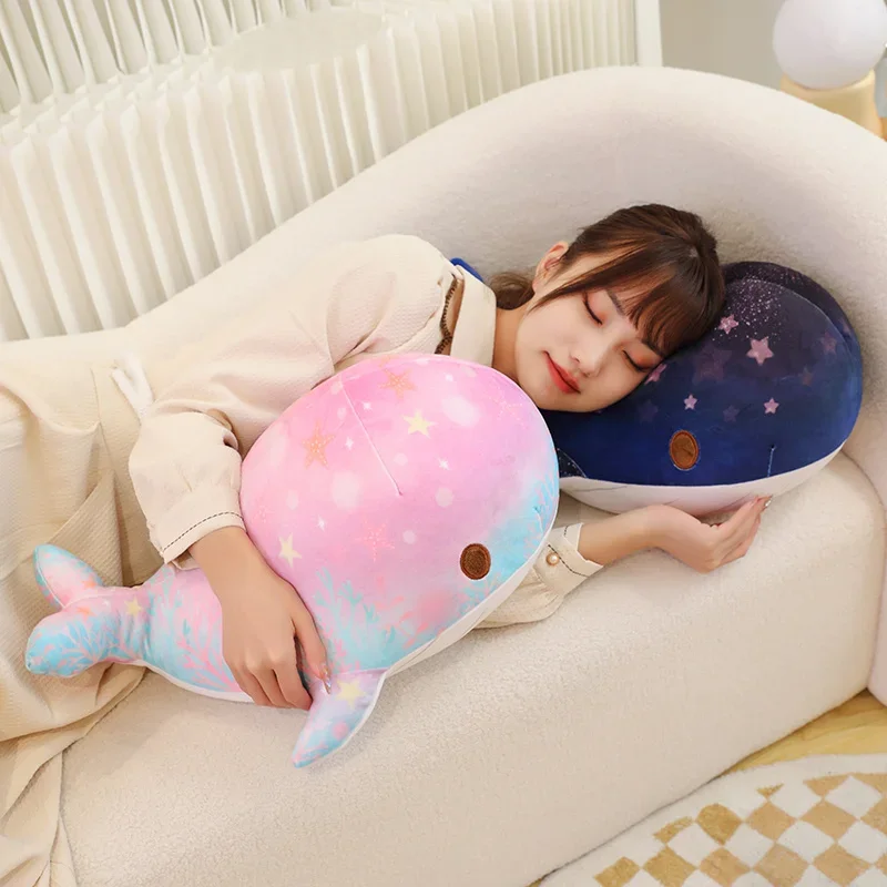 40/50cm Colorful Starry Sky Blue Whale Doll Soft Animals Whale Pillow Stuffed Down Cotton Plush Toys Birthday Gift