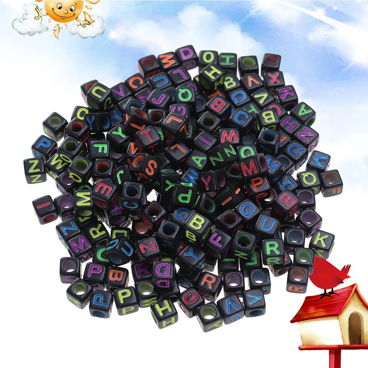 

200 Pieces 6Mm Acrylic Alphabet Letter Cube Beads Colorful DIY Jewelry Making Beads for Name Bracelets Necklaces Mother's Day