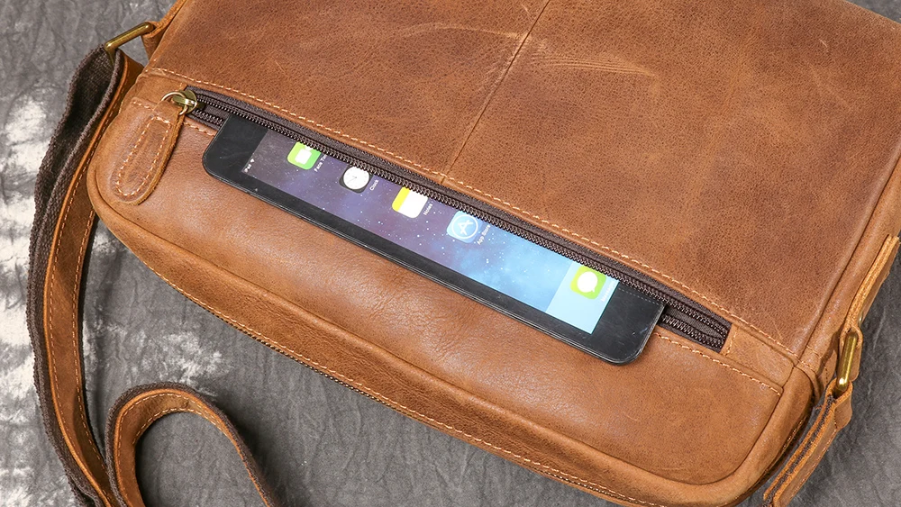 LUOKIR Vintage Neue männer Echte Leder Schulter Tasche Casual Reise Wildleder Umhängetasche Rindsleder Große Kapazität iPad Tasche – Detail 14