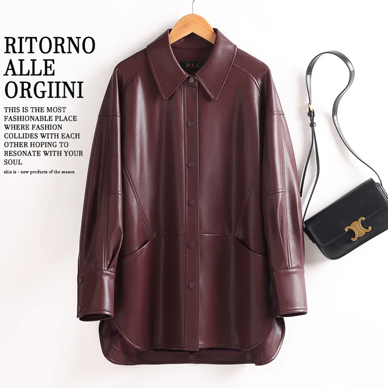

Casual Black Y2K Long Sleeve PU Leather Jackets for Women Spring Autumn 2025 New High-end Simple Soft Loose Coat
