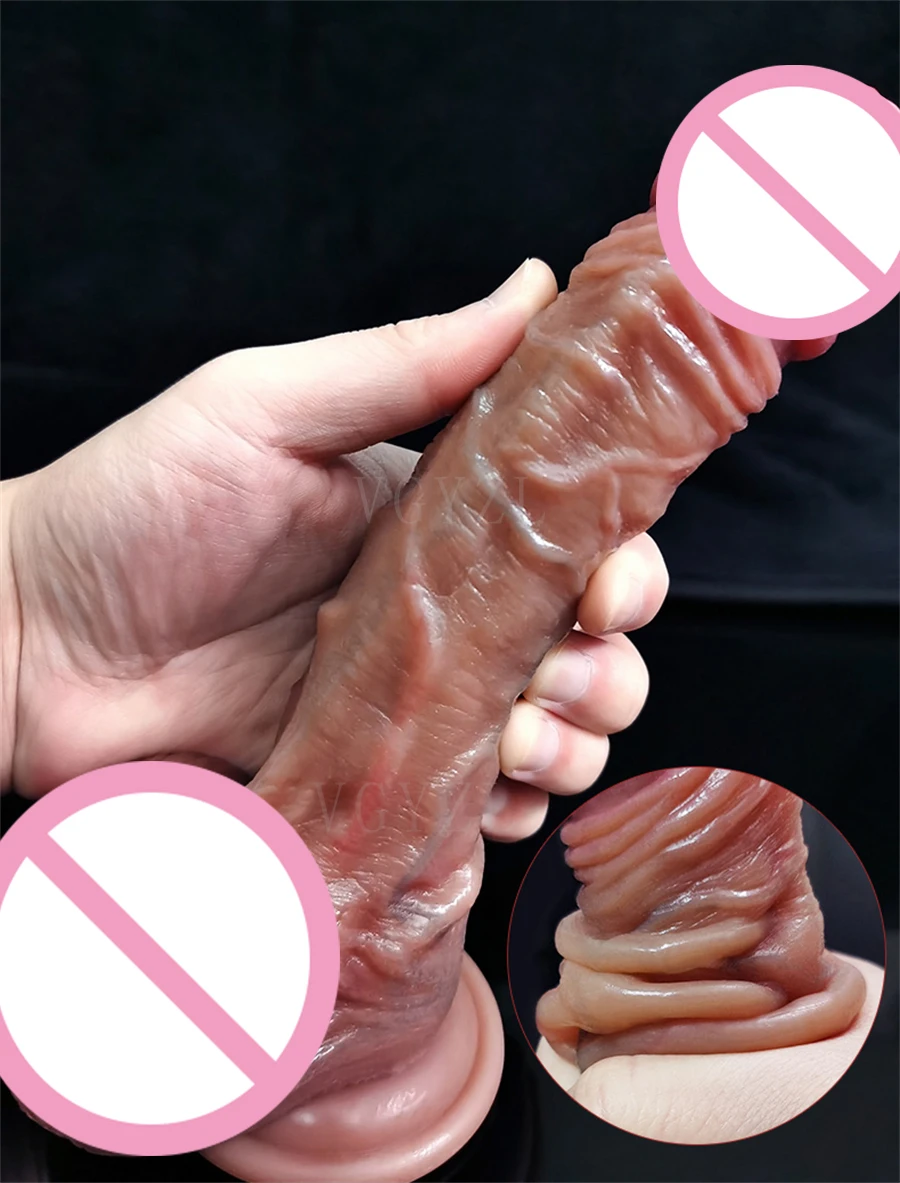 8.5in Realistic Penis for Women Huge Suction Cup Dildo Female Masturbator Foreskin Move Big Dick Adult Sex Toys Anal Stimulation