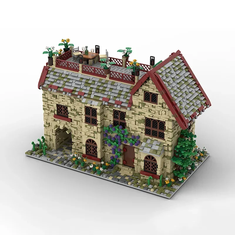 Stadt Street View Modell MOC Bausteine Ein Haus Mit Ein Dachboden Modulare Technologie Geschenke Urlaub Montieren Kinder Spielzeug Anzug