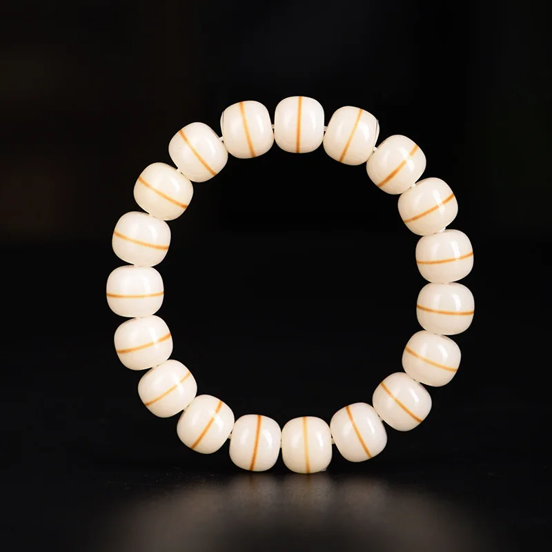 

Золотая нить, белый нефрит, корнь Бодхи, старый браслет из бисера, унисекс, гладкая ручка, мала, праздничный подарок