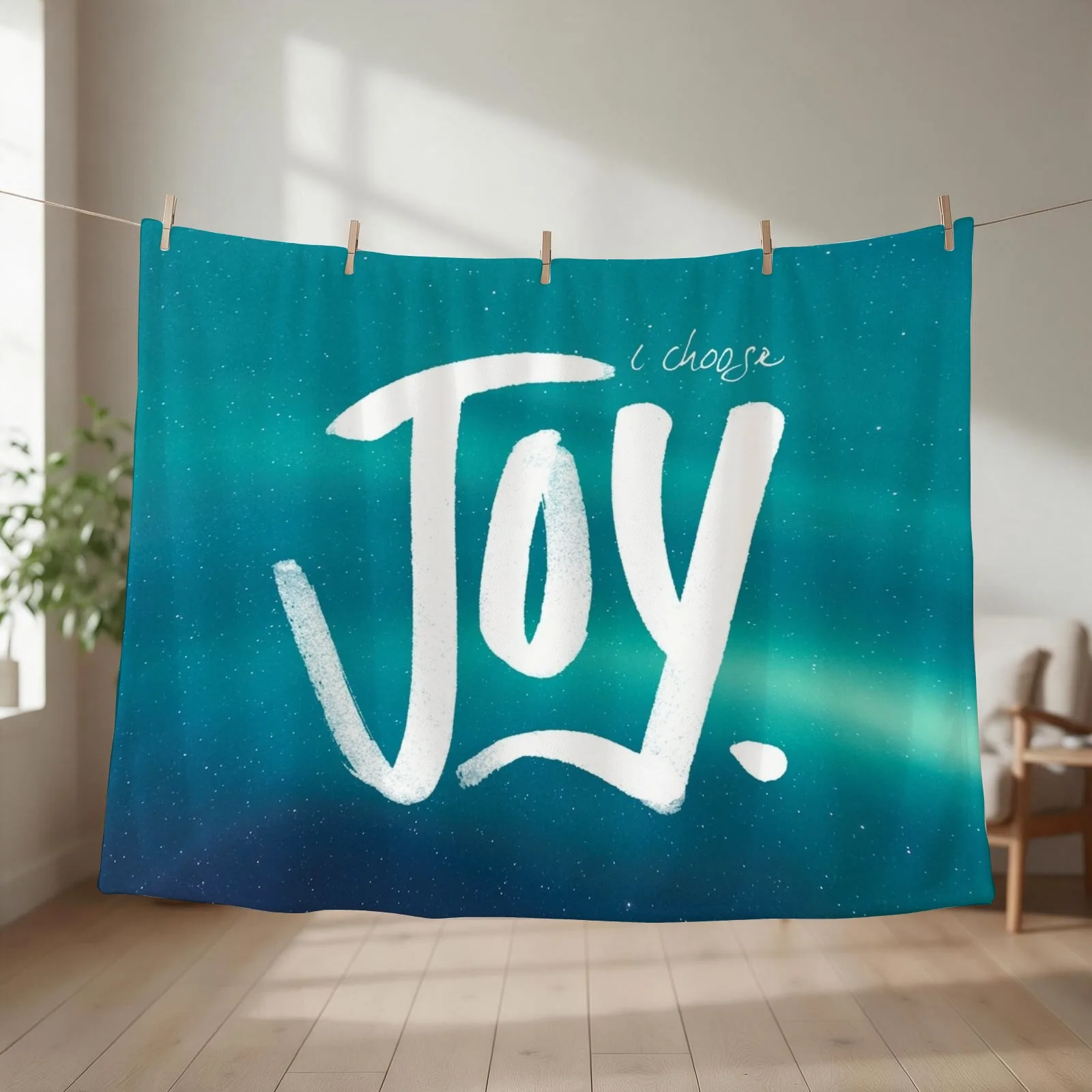 I choose JOY Throw Blanket couch cozy soft plush fuzzy picnic outdoor blanket
