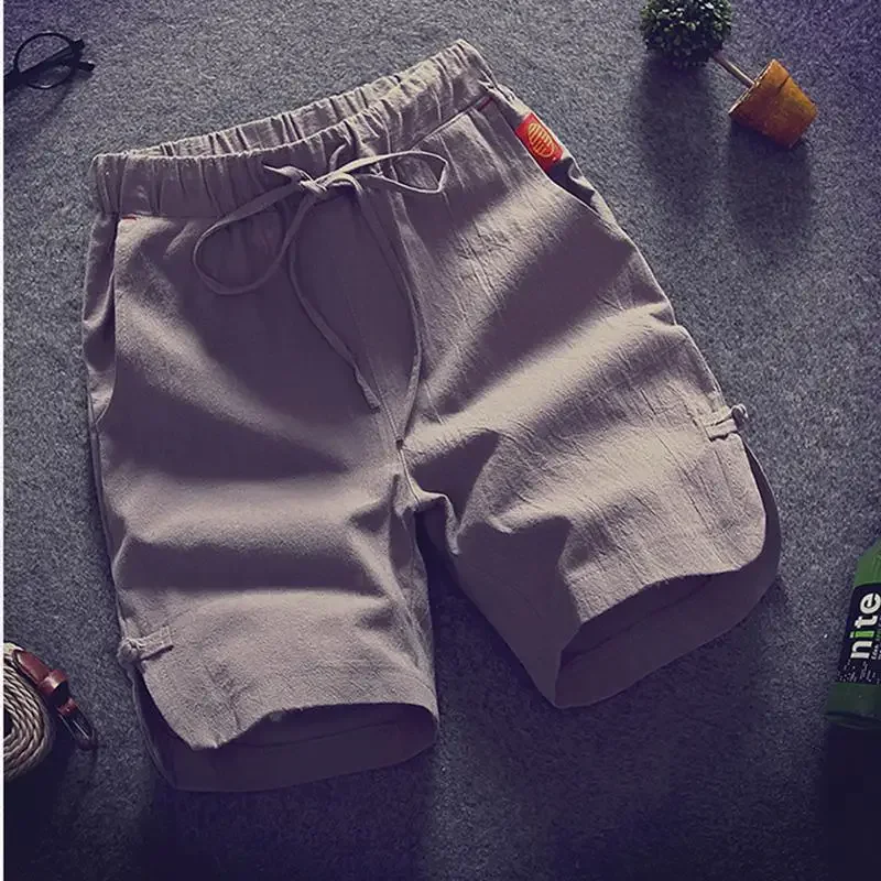 3 Quarter Male Short Pants Casual Drawstring Linen Cotton Men\'s Shorts Stylish Streetwear Hot Deals Luxury Y2k Pack Summer Xl Ee