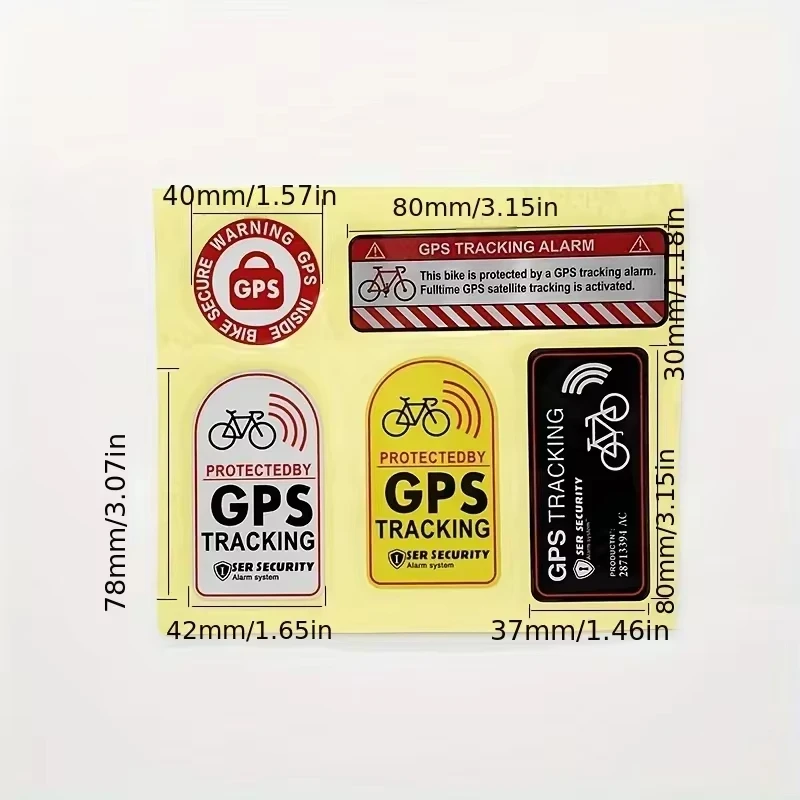 GPS Tracking Alarm Sticker MTB Road Bike Scooter Motorcycle Anti-Theft Decal Warning Reflective Paster for Bicycle Accessories