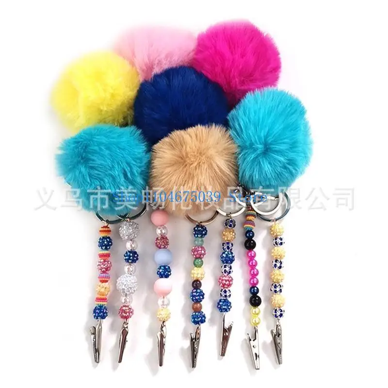 5ASD بطاقة الائتمان مجتذب Faux Pom Pom Ball مع مقطع بطاقة أعمال حامل السجائر #3