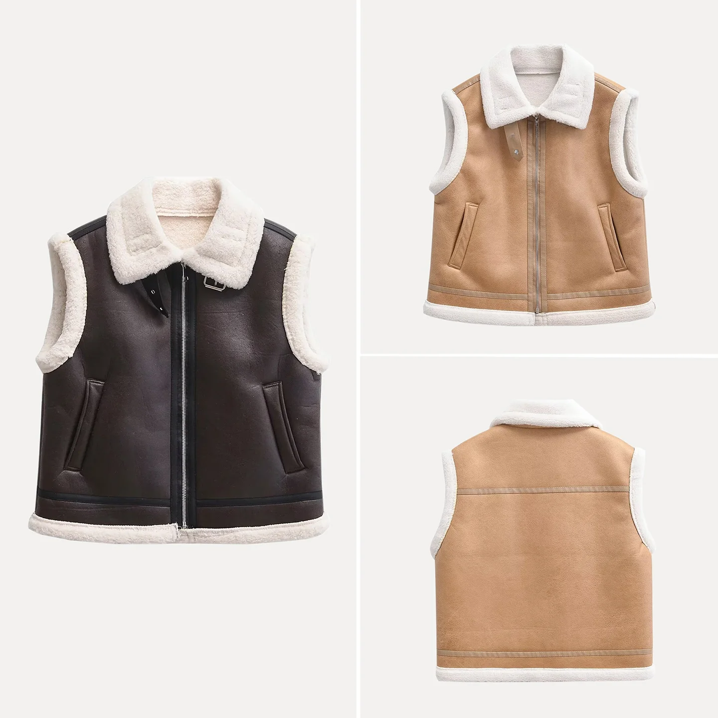 

Faionable Multicolored Zipper Ne Vest Women's Outerwear Commute Sle Regular Length Pure Color Other Material 00%