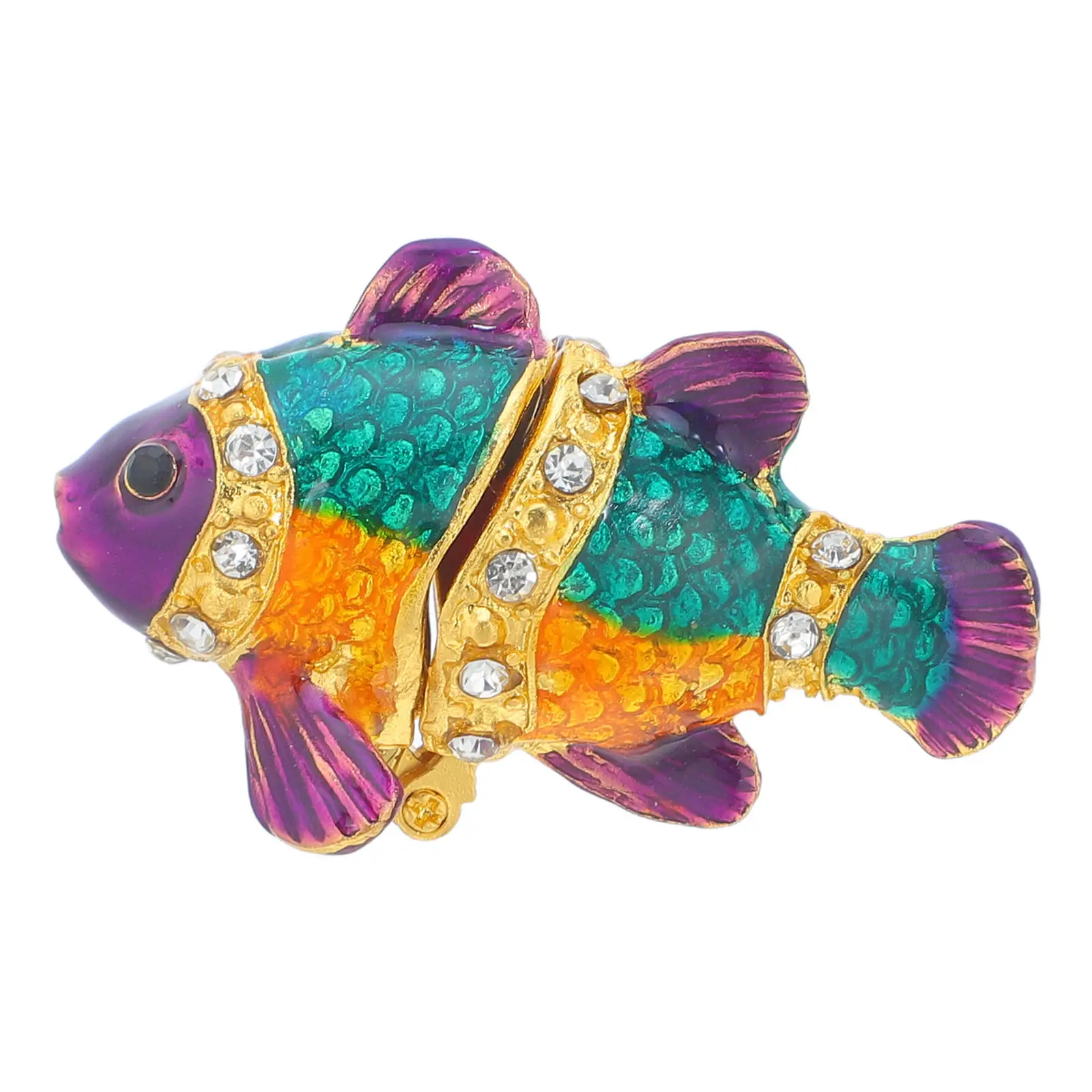 Colorful Koi Fish Metal Jewelry Box Purple Green Decorative Desktop Trinket Box Keepsake Organizer Necklace Storage Case Gift